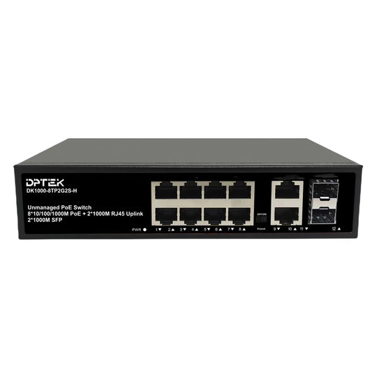 DPTEK 8 Port Gigabit PoE + 4 Port